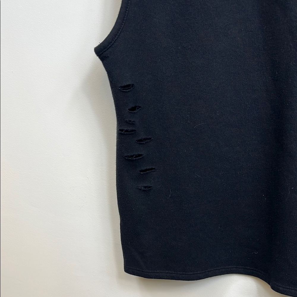 Bebe Sport Sleeveless Black Grunge Hoodie with textured Logo Large - Picture 10 of 15